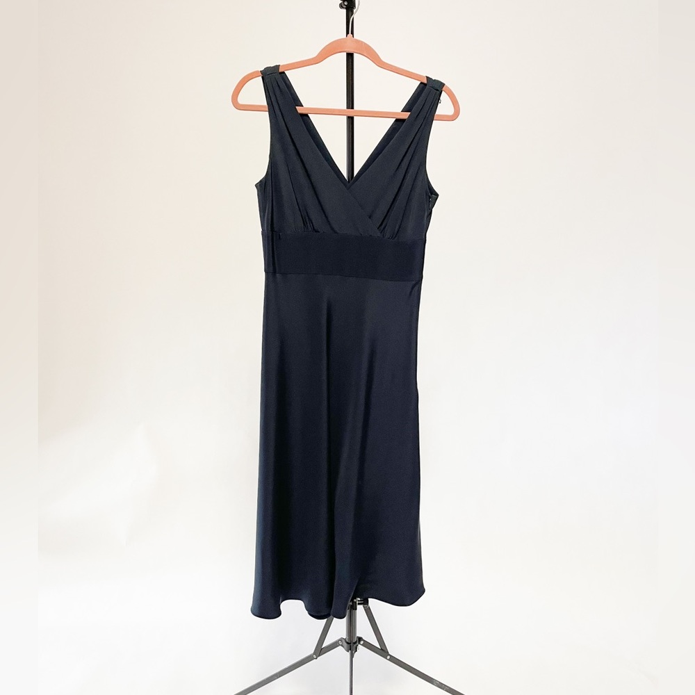 J Crew navy sleeveless Sophia dress bias cut silk ladies size 6